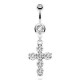 Piercing nombril croix 06 - Six cristaux transparents