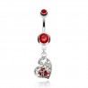 Piercing nombril cœur multiple cœurs avec cristal rouge (59)