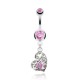 Piercing nombril cœur 59 - Multiples cœurs avec cristal rose