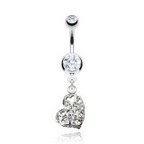 Piercing nombril cœur 59 - Multiples cœurs avec cristal transparent