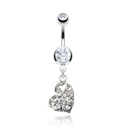 Piercing nombril cœur 59 - Multiples cœurs avec cristal transparent