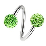 Piercing spirale 05 - Boules style férido vert-pomme