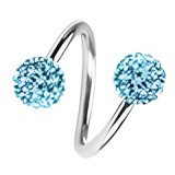 Piercing spirale 05 - Boules style férido bleu-clair