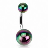 Piercing nombril UV 65 - Boules luisantes noires
