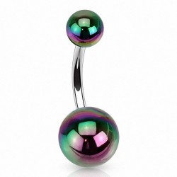 Piercing nombril UV 65 - Boules luisantes noires