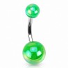Piercing nombril UV 65 - Boules luisantes vert-pomme