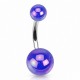 Piercing nombril UV boules luisantes bleu (65)