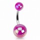 Piercing nombril UV 65 - Boules luisantes lilas