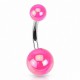 Piercing nombril UV 65 - Boules luisantes roses