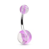 Piercing nombril UV 66 - Vagues blanches et lilas