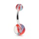 Piercing nombril UV 66 - Vagues rouges et bleues
