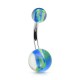 Piercing nombril UV 66 - Vagues vertes et bleues