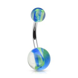 Piercing nombril UV 66 - Vagues vertes et bleues