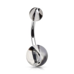 Piercing nombril UV 66 - Vagues blanches et noires