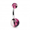 Piercing nombril UV 66 - Vagues roses et noires