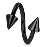 Piercing spirale 15 - Plaqué-titane noir pointes