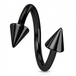 Piercing spirale 15 - Plaqué-titane noir pointes