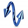 Piercing spirale 15 - Plaqué-titane bleu pointes