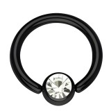 Piercing anneau 1,6mm 31 - Plaqué-titane noir cristal transparent