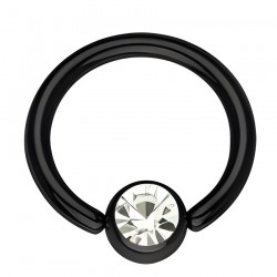 Piercing anneau 1,6mm 31 - Plaqué-titane noir cristal transparent
