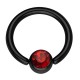 Piercing anneau 1,6mm 31 - Plaqué-titane noir cristal rouge