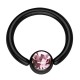 Piercing anneau 1,6mm 31 - Plaqué-titane noir cristal rose