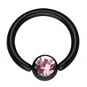 Piercing anneau 1,6mm 31 - Plaqué-titane noir cristal rose
