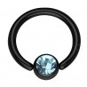 Piercing anneau 1,6mm 31 - Plaqué-titane noir cristal bleu-clair