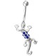 Piercing nombril salamandre corps articulé cristaux bleus (93)