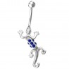 Piercing nombril salamandre corps articulé cristaux bleus (93)