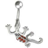 Piercing nombril salamandre corps articulé cristaux rouges (93)