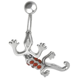 Piercing nombril salamandre corps articulé cristaux rouges (93)