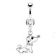 Piercing nombril chien assis cristaux transparents (94)