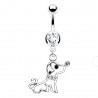 Piercing nombril chien assis cristaux transparents (94)