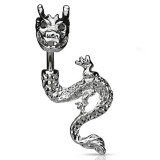 Piercing nombril dragon haut et bas avec des yeux en cristal transparent