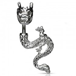 Piercing nombril dragon haut et bas avec des yeux en cristal transparent