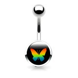 Piercing nombrils logo 05 - Papillon fond noir