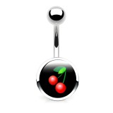 Piercing nombrils logo 05 - Cerise sur fond noir