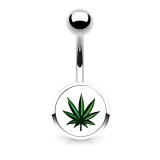 Piercing nombril logo 24 - Feuille de cannabis fond blanc