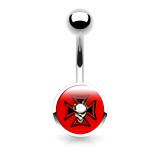 Piercing nombril logo 31 - Croix de Malte et crane
