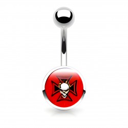 Piercing nombril logo 31 - Croix de Malte et crane