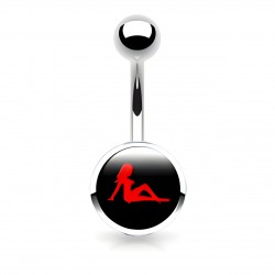 Piercing nombril logo 08 - Femme assise