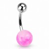 Piercing nombril UV 49 - Fausse pierre rose