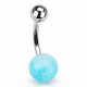 Piercing nombril UV 49 - Fausse pierre bleu-clair