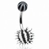 Piercing nombril UV 48 - Silicone virus noir et blanc
