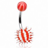 Piercing nombril UV 48 - Silicone virus rouge et blanc