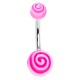 Piercing nombril UV 77 - Tourbillon rose et blanc