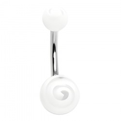 Piercing nombril UV 77 - Tourbillon transparent et blanc