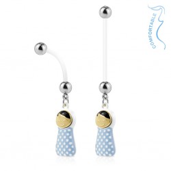 Piercing nombril grossesse 37 - Bébé dans une gigoteuse bleu-clair et blanche