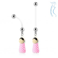 Piercing nombril grossesse 37 - Bébé dans une gigoteuse rose et blanche